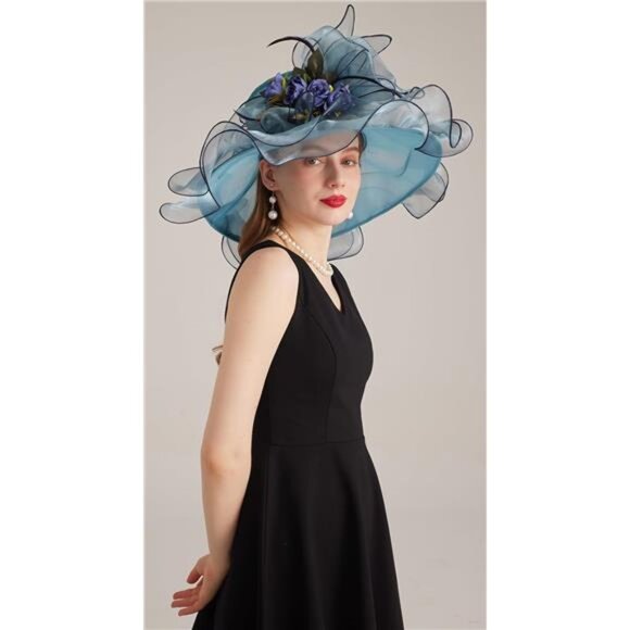 Women's Kentucky Derby Church Dress Hat 02-darkblue - Picture 5 of 7